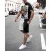 Męskie dresy modowe letnie męskie szorty T-shirt 2-częściowy zestaw odzieży sportowej swobodny streetwear High Street Beach Męskie ubrania 230506