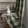 Rideau American Christmas Green Plaid Cotton LinenWindow Blackout Cantonnière Pour Les Rideaux De Salon De Luxe