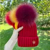 Berets Sale Fashion 2023 Real Fur Ball Hatts Winter Hat Cap Kids Boy Girl Aldult Håll varma stora Pom Poms skidpompom