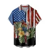 Chemises décontractées pour hommes 4 juillet Mens Star Usa Flag Graphic Print Pull Tops Summer Vintage Manches courtes Bouton Down Blusas Hombre