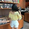 Chemisiers pour femmes A GIRLS Femmes Ruffles Pure Color Korean Leisure Fashion Summer College Tops Loose Femme Soft All-match Ins