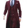 男性Sスーツブレザー2023到着ロングコートデザイン中国の赤い男性スーツ穏やかなタキシードプロムブレザーカスタム3ピースジャケットベストパンツ230506