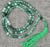 Ketten Schmuck Feine Qualität 6mm Stein Buddhistisch Weiß Grün 108 Gebetskette Mala Armband Halskette Eine natürliche Farbe Silber-Schmuck