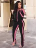 Women's Tracksuits Autumn Winter Two Piece Set Tracksuit For Women Long Sleeve Striped Coat And Skinny Pants Sweat Suits Casual Sportswear Outfits P230506