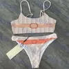Bikini w paski damskie stroje kąpielowe mała litera Logo strój kąpielowy letnia nowa bielizna damska w dwóch kolorach
