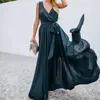 Vêtements ethniques taille haute Slash cou femmes longue robe élégante grande balançoire A-ligne Vestidos Verano Vintage vert/brume bleu fête pour femme