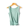 Camisoles Tanks Women Summer Tank Top Soft Cotton Elastic Camisole Green Topps Tees Shirt O Neck Spring Lady Solid Tanks Basic Clothes 230506