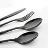 Dinnerware Sets Mirror Gold Cutlery Set Stainless Steel Flatware Fork Knife Spoon Wedding Silverware Drop