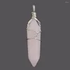 Pendentif Colliers Hexagonal Pierre Naturelle Pendentifs Fil Enveloppé Point Cristal Charme Reiki Chakra Blanc Rose Quartz Lapis Améthystes