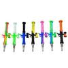 10mm Silicone Nectar Collector Dabs Pipe À Fumer Avec Titane Nail Tip Dab Oil Rigs Concentré Portable Coloré Tenu À La Main Fumer Pipe À Tabac