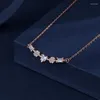 Hänge halsband mode hjärta för kvinnor kristall smycken länk kedja ros guld färg party cocktail tillbehör grossist