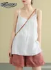 Camisoles Tanks Women's Tops Spaghetti Strap Camis Cotton Linen V Neck Loose Tank Tops Sleeveless Linens Loose Casual Women Summer Camisole 230506