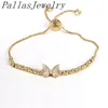 Chain 10Pcs Gold Plated Colorful Cubic Zircon Butterfly Charm Bracelets Design Delicate Link Bracelet for Women Girl 230506