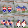 Boucles d'oreilles pendantes PATRIOTIC Fourth Of July Bikini En Bois Rouge Blanc Bleu Étoile Pour Femme Drapeau Américain Acier Accessori