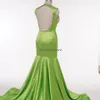 Elegant Green Black Girls Prom Dress 2023 With Beaded Sexy Open Back Mermaid Evening Gowns Fast Delivery Formal Occasion Party Vestidos De Fiesta Korean Graduation