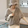 Halsdukar 2023 kvinnors päls sjal ryska vinter naturliga mink vävd varm halsduk bankett lyx riktigt mode mjuk