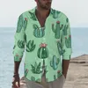 Chemises décontractées pour hommes mignon Cactus hommes rose chemise à imprimé fleuri à manches longues à la mode Street Style Blouses printemps Design vêtements grande taille