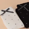 3st Dots Bow-Knot Knee High For Girls barn Child Casual Long Princess Socks Black White Heel Style 3-8 år