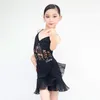 Stage desgaste tampos listrados Lotus Skirt Design Kids Latin Dance Dress for Girl Competition Ballroom Dancing Costume NY02 G1168