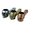 Zinc Alloy Skull Metal Smoking Accessories Dry Herb Smoking Pipes Pyrex Oil Burner Tobacco Herb Pipe With Mesh Screen Filter for Dry Herb Vaporizer
