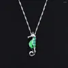 Kedjor härlig Kiwi Green Fire Opal Sea Horse Pendant Necklace Gift