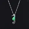 Correntes adoráveis ​​Kiwi Green Fire Opal Sea Horse Horse Pingente Presente