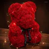 Fleurs décoratives Rose Ours Fleur Teddy Saint Valentin Cadeaux Pour Son Mariage Romantique Mère Anniversaire Anniversaire Graduation