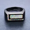 결혼 반지 Boho 여성 White Fire Opal Ring Fashion 14kt Black Gold for Women Cute Promise Love Square Engagement Ringwedding