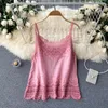 Camisoles Tanks Croysier toppar Women Boho Clothing Vintage Brodery Lace Trim Cami Top V Neck Sleeveless Spaghetti Strap Summer Camisole 230506