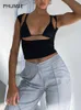 Damen T-Shirt PHUMEE Schwarz Kurzarm Crewneck Backless Crop T Shirts Damen Sommer Sexy Tank T-Shirt Top Club Street Kleidung T-Shirt 2023 Z0506