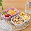 Dinnerware Sets Bento Lunch Box For Kids Microwave Safe Small Containers Heat Proof Organizers With 3 Grids School Workplace