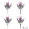 Flores decorativas 4 pacotes plásticos lavanda artificial PO Props Decoração de casa externa Decoração de casa roxa Romântica Dia dos Namorados