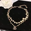 Luxury Necklace Designer for Women Pearl Necklaces Ladies Designers Jewelry Letter Pendant c Gold Chains Wedding Bracelet Ear Ring Bijoux X0JN