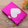 Pc Love Heart Notebook Sequin Private Journal Travel Secret Diary With Lock For Teens