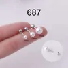 1,2 mm tjock titanstål Pearl Ear Bone Nails Inget behov av att ta bort skruvar för sovande örhängen Enstaka Europeiska öronring Piercing Smycken Partihandel