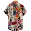 남자 캐주얼 셔츠 3D 낙서 유화 인쇄 셔츠 남자 패션 스트리트웨어 하와이 셔츠 남자 해변 캐주얼 옷깃 플러스 크기 230506