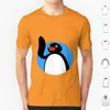 Heren t shirts hallo pengu shirt katoen diy print pingu cartoon 80s 90s schattige kinderen kinderen grappig retro zwart blauw simpel