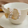 Stud Earrings ZHINI Fashion Gold Color For Women Charming Imitation Pearl Geometric Circle Hoop Earring Party Jewelry Gift 2023