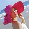 Cappelli larghi cappelli estivi Ottimo berretto da sole dolce confezione da sole a filo leggero pieghevole paglia da bowknot a nastro pieghevole per all'aperto