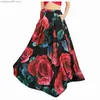 Jupes Mode fleur imprimé femmes bohème Maxi jupes taille haute jupe longue décontracté plage fête boutons robe de grande taille 2021 T230506