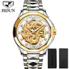 Armbanduhren JSDUN Golden Dragon Dial Fashion Luminous Herrenuhr Top Mechanical Hollow Gold Reloj De Hombre 8840