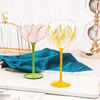 Verres à vin 440 ML peint à la main fleur verre lumineux Vintage Transparent 1 pièces coloré cristal gobelet médiéval tasse P