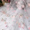 Ткань 3D вышитая сетчатая ткань с вышитой кружевной вуаль для свадебной одежды