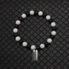 Strand Natural Stone Wood Beads Lava Matte Black Men's Bracelet With Charms Handmade Jewelry