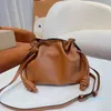 2023-Drawstring Lucky Bag Women torebka na ramię miękka skórzana luksusowa marka marki crossbody żeńskie wiadro w chmurze