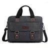 Briefcases Luxury Canvas Business Men's Briefcase Male Fashion Shoulder Bag Men Messenger Boy Casual Tote Computer 13 Inch