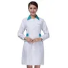 Outono e inverno espessamento manga longa roupas de enfermeira feminino branco com gola verde casaco hospital vestuário uniforme de trabalho médico