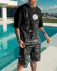 メンズトラックスーツ夏のカジュアルスーツマン2ピース印刷されたビーチTシャツショーツのセットoネックメンズスポーツウェアスーツ男性ストリートウェア230506