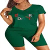 2023 estate Womens Designer Tute Marca Lettera Stampata Sexy Scollo a V Manica corta T-shirt e pantaloncini tuta Abiti sportivi jogging yoga