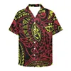Freizeithemden für Herren 2023 Kurzärmliges Sommerhemd mit V-Ausschnitt für Herren Einreiher Benutzerdefinierte polynesische ethnische gedruckte Meereseinfache Kleidung